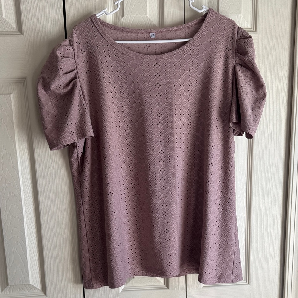 Elegant Mauve Eyelet Women's Top